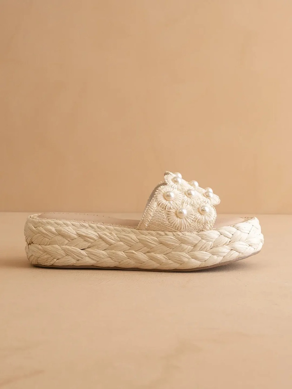 Oasis Society Ivory Pearl-Embellished Braided Platform Mules - Picture 3 of 4